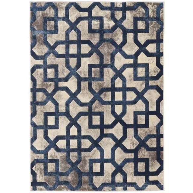 Origins Avanti Grey and Blue Geometric Rug 120 x 170cm - Origins Rugs - Wilko - image 1