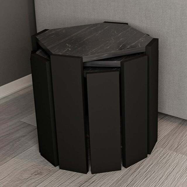 Decorotika Lori 3 Piece Black Marble Nesting Coffee Table - Size: 41 x 44.5 x 44.5cm - Wilko - image 1