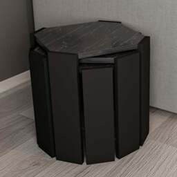 Decorotika Lori 3 Piece Black Marble Nesting Coffee Table - Size: 41 x 44.5 x 44.5cm - Wilko - thumbnail 1