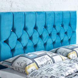 Aspire Furniture Catherine Lansfield Boutique Double Teal Brushed Velvet Headboard - Blue - Aspire Beds - Wilko