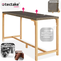 tectake 6 Seater Nature Polyrattan Garden Bar Bistro Table - Brown - Wilko - thumbnail 4