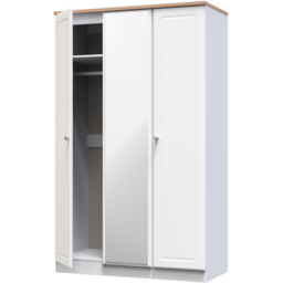 Crowndale Norfolk 3 Door White Ash and Bardolino Oak Mirror Wardrobe - Wilko - thumbnail 7