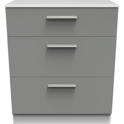 Crowndale Contrast 3 Drawer Dusk Grey and White Deep Chest of Drawers Ready Assembled - Dusk Grey & White - Wilko - thumbnail 3