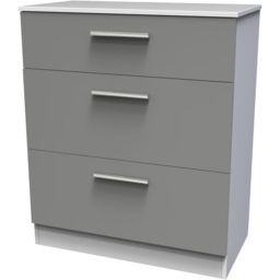 Crowndale Contrast 3 Drawer Dusk Grey and White Deep Chest of Drawers Ready Assembled - Dusk Grey & White - Wilko - thumbnail 5