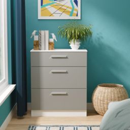Crowndale Contrast 3 Drawer Dusk Grey and White Deep Chest of Drawers Ready Assembled - Dusk Grey & White - Wilko - thumbnail 7