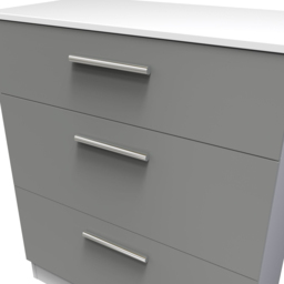 Crowndale Contrast 3 Drawer Dusk Grey and White Deep Chest of Drawers Ready Assembled - Dusk Grey & White - Wilko - thumbnail 6