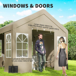Outsunny 3 x 3m Beige Cathedral Style Gazebo with Sidewalls - Wilko - thumbnail 6