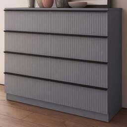 FWStyle Lania 8 Drawer Dark Grey Scalloped Ripple Effect Chest of Drawers - Wilko - thumbnail 1