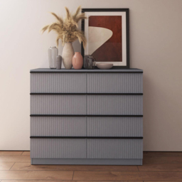 FWStyle Lania 8 Drawer Dark Grey Scalloped Ripple Effect Chest of Drawers - Wilko - thumbnail 6