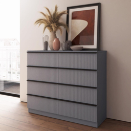 FWStyle Lania 8 Drawer Dark Grey Scalloped Ripple Effect Chest of Drawers - Wilko - thumbnail 7