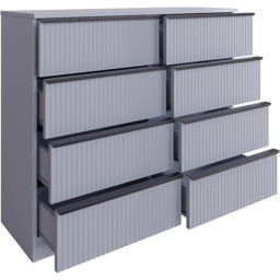 FWStyle Lania 8 Drawer Dark Grey Scalloped Ripple Effect Chest of Drawers - Wilko - thumbnail 4