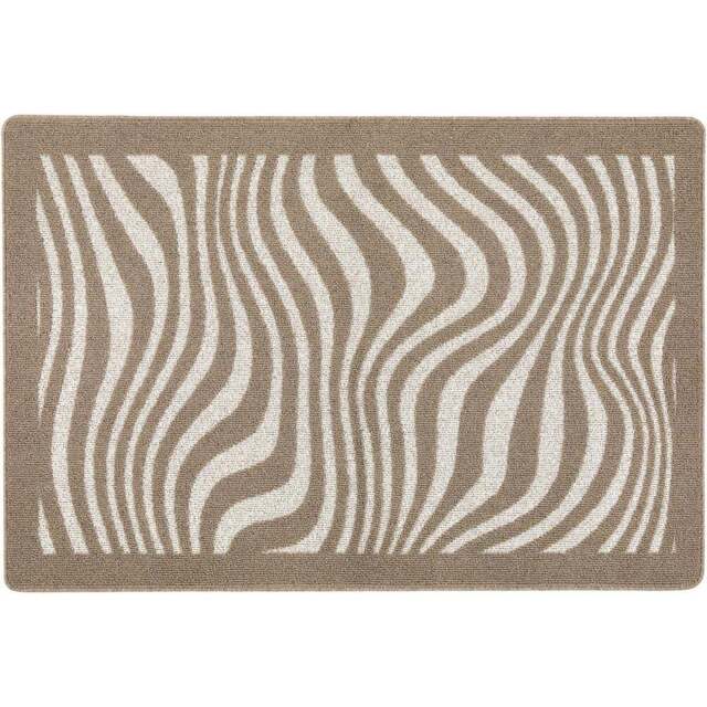 My Mat Sculptured Patterned Waves Non Slip Mat 100 x 150cm - Size: 100 x 150 x 2cm - Brown - Wilko - image 1