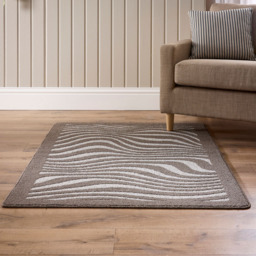 My Mat Sculptured Patterned Waves Non Slip Mat 100 x 150cm - Size: 100 x 150 x 2cm - Brown - Wilko - thumbnail 3
