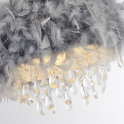 Lighting Collection Grey Feather Shade with Acrylic Drops - Size: 30 x 45 x 45cm - Wilko - thumbnail 5