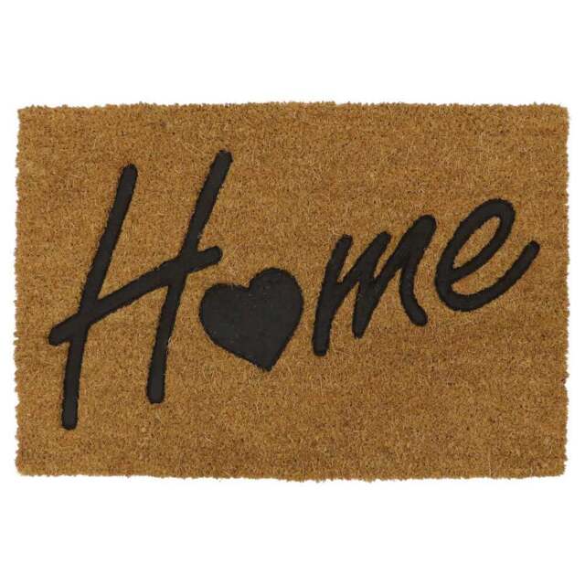 JVL Home Rubber Embossed PVC Coir Doormat 40 x 60cm - Brown - JVL Homewares - Wilko - image 1