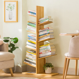 H&O Direct 7 Shelf Wooden Tree Bookshelf - Size: 120 x 60 x 27cm - Cream - Wilko - thumbnail 6