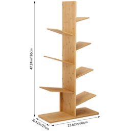 H&O Direct 7 Shelf Wooden Tree Bookshelf - Size: 120 x 60 x 27cm - Cream - Wilko - thumbnail 7