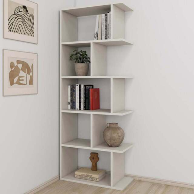 FWStyle Tapi 5 Tier Sandstone Bookcase - Size: 158.8 x 61.8 x 29cm - Cream - Wilko - image 1