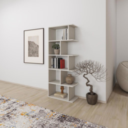 FWStyle Tapi 5 Tier Sandstone Bookcase - Size: 158.8 x 61.8 x 29cm - Cream - Wilko - thumbnail 4
