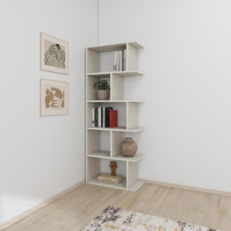 FWStyle Tapi 5 Tier Sandstone Bookcase - Size: 158.8 x 61.8 x 29cm - Cream - Wilko - thumbnail 6