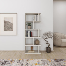 FWStyle Tapi 5 Tier Sandstone Bookcase - Size: 158.8 x 61.8 x 29cm - Cream - Wilko - thumbnail 5