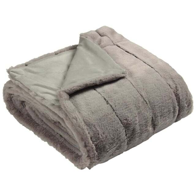 Paoletti Empress Grey Large Faux Fur Throw 140 x 200cm - Size: 200 x 140cm - Wilko - image 1