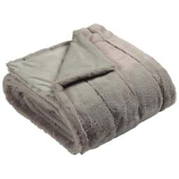 Paoletti Empress Grey Large Faux Fur Throw 140 x 200cm - Size: 200 x 140cm - Wilko