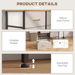 HOMCOM 8 Drawer Cream Fabric Chest of Drawers with Wooden Top - Wilko - thumbnail 7