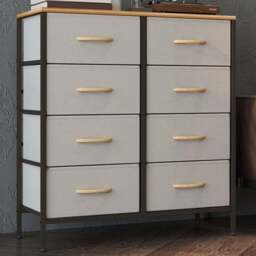 HOMCOM 8 Drawer Cream Fabric Chest of Drawers with Wooden Top - Wilko - thumbnail 1