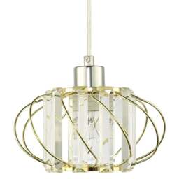 Happy Homewares Gold Frame Pendant Lamp Shade with Acrylic Rectangular Prism - Size: 19 x 19 x 19cm - Wilko