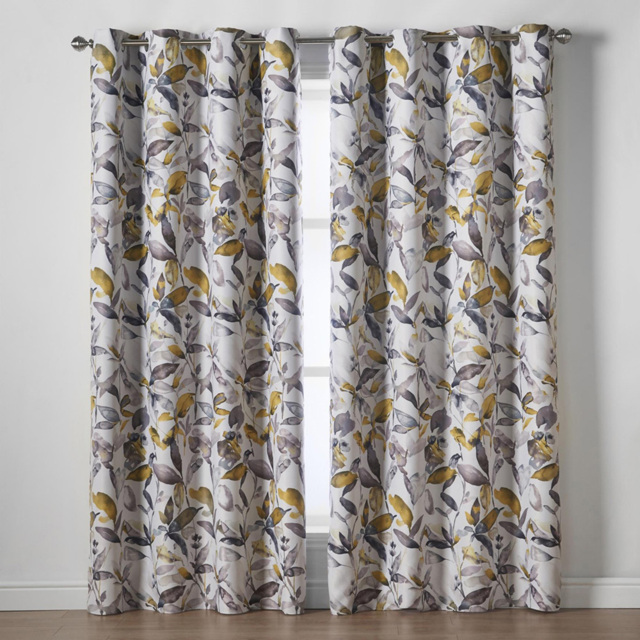 Alan Symonds Ochre Watercolour Blackout Ring Top Eyelet Curtains 229 x 229cm - Size: W 229 x D 229cm - Wilko - image 1