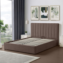 Artemis Home Evelynne King Size Dark Brown Linen Upholstered Ottoman Bed - Wilko - thumbnail 4