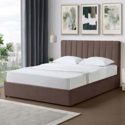 Artemis Home Evelynne King Size Dark Brown Linen Upholstered Ottoman Bed - Wilko - thumbnail 1