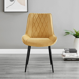 Furniturebox Fira Cesano Wood Effect 6 Seater Round Dining Set Brown Mustard Yellow and Black - Wilko - thumbnail 4