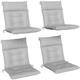 Outsunny Light Grey Waterproof Garden Chair Cushion 111.5 x 53cm 4 Pack - Size: 10 x 111.5 x 53cm - Wilko