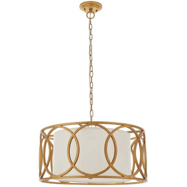 Merano Varese Brushed Gold Paint and White 4 Light Pendant Ceiling Light - Size: 55 x 55 x 185cm - Wilko - image 1