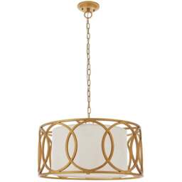 Merano Varese Brushed Gold Paint and White 4 Light Pendant Ceiling Light - Size: 55 x 55 x 185cm - Wilko