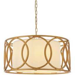 Merano Varese Brushed Gold Paint and White 4 Light Pendant Ceiling Light - Size: 55 x 55 x 185cm - Wilko - thumbnail 5