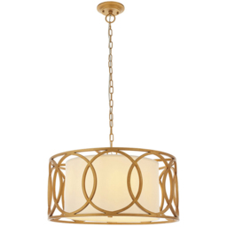 Merano Varese Brushed Gold Paint and White 4 Light Pendant Ceiling Light - Size: 55 x 55 x 185cm - Wilko - thumbnail 4