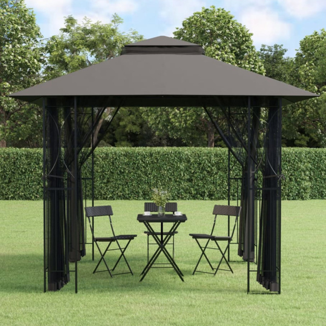 vidaXL 2.7 x 3m Steel Anthracite Gazebo with Sidewalls - Grey - Wilko - image 1