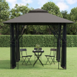 vidaXL 2.7 x 3m Steel Anthracite Gazebo with Sidewalls - Grey - Wilko - thumbnail 1