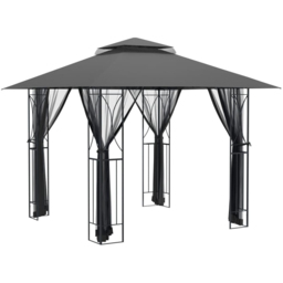 vidaXL 2.7 x 3m Steel Anthracite Gazebo with Sidewalls - Grey - Wilko - thumbnail 3