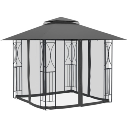 vidaXL 2.7 x 3m Steel Anthracite Gazebo with Sidewalls - Grey - Wilko - thumbnail 4