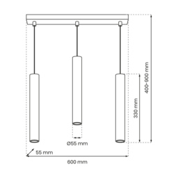 Milagro Hudson White 3 Pendant Lamp 230V - Size: 5 x 60 x 90cm - Wilko - thumbnail 6