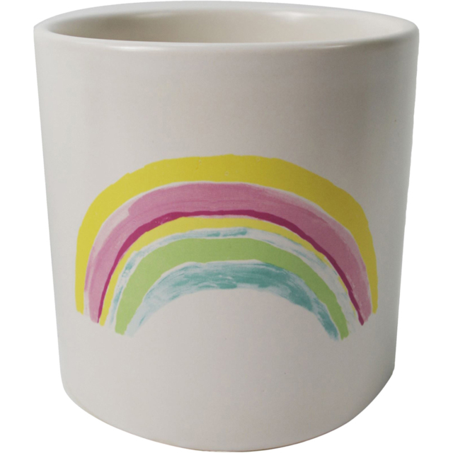 Leaf Artificial Ceramic Rainbow Multicolour Planter 12cm - Size: 12 x 12 x 12cm - Pink - Wilko - image 1