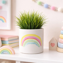 Leaf Artificial Ceramic Rainbow Multicolour Planter 12cm - Size: 12 x 12 x 12cm - Pink - Wilko - thumbnail 3