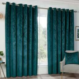 Divante Avery Teal Velvet Eyelet Curtains 229cm - Size: W 229 x D 229cm - Wilko