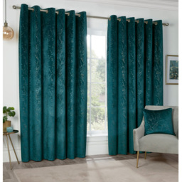 Divante Avery Teal Velvet Eyelet Curtains 229cm - Size: W 229 x D 229cm - Wilko - thumbnail 6