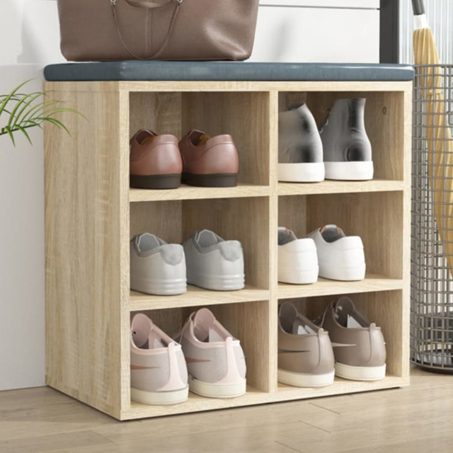 vidaXL 6 Shelf Sonoma Oak Shoe Cabinet - Size: 50 x 52.5 x 30cm - Brown - Wilko - image 1