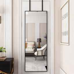 Living and Home Black Frame Over Door Full Length Mirror 28 x 78cm - Size: 78 x 28cm - Wilko - thumbnail 3